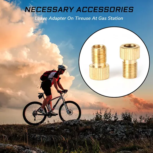 Vista 3 de 5 adaptadores de válvula Presta para bicicleta, convierte la válvula Presta a Schrader, funciona con compresores de aire, bombas y más, herramienta