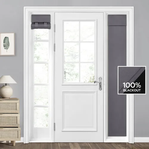 Vista 82 de HOMEIDEAS Cortinas 100% Opacas para Luces Laterales de Puerta Principal, Cubierta de Ventana de Puerta de Aula, Persianas de Privacidad con Beige