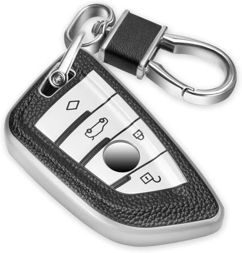 Vista 19 de para BMW Funda para Llavero con Cuerda Trenzada Metálica, Funda de TPU Suave con Superficie Granulada en Forma de Hoja Mejorada para Nueva Carcasa