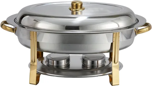 Winco Malibu Chafer de Acero Inoxidable con Detalles Dorados, 6 Cuartos