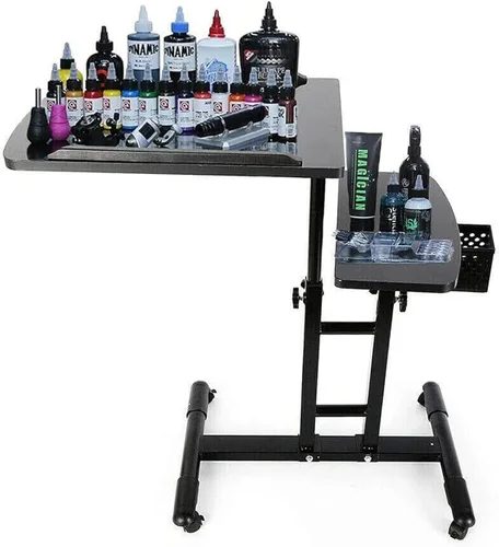 Estación de trabajo de tatuajes, encimeras grandes para tatuajes, estación de trabajo móvil, portátil, ajustable, para salón de belleza, artista de