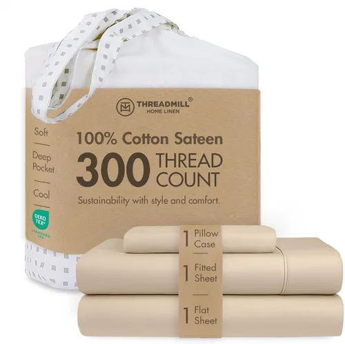 Vista 58 de Threadmill Juego de sábanas de algodón Twin Sábanas 100% algodón para cama tamaño Twin Juego de sábanas de satén jacquard damasco con bolsillo