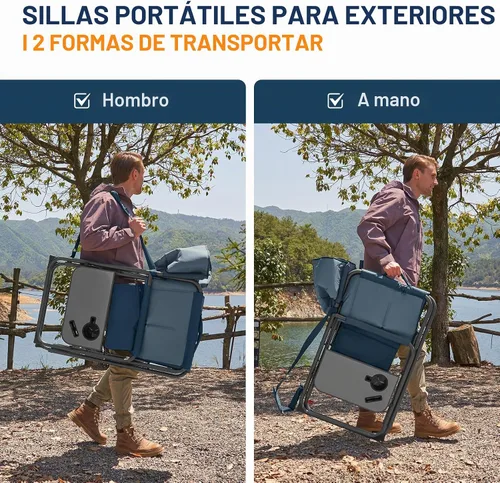 Vista 6 de TIMBER RIDGE Silla de directores extra ancha, sillas de camping plegables Azul