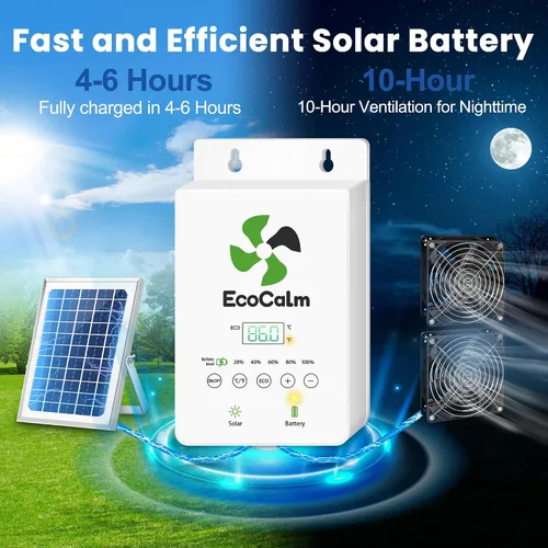 Vista 2 de Extractor solar para Chiken Coop con termostato inteligente