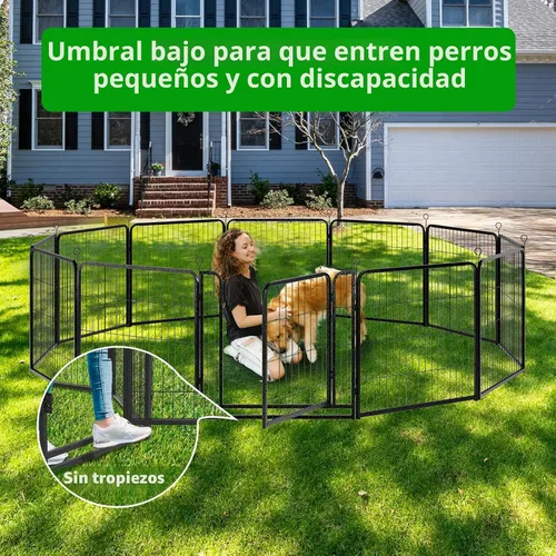Vista 2 de Kfvigoho - Corralito para perros para exteriores, extra ancho, 12 paneles, valla resistente para perros, 32 pulgadas