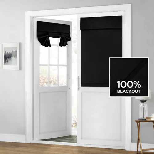 Vista 54 de HOMEIDEAS Cortinas 100% Opacas para Luces Laterales de Puerta Principal, Cubierta de Ventana de Puerta de Aula, Persianas de Privacidad con Beige