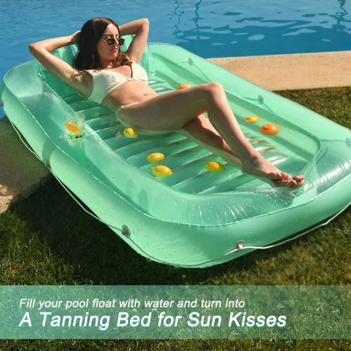 Vista 3 de Float Joy Tanning Pool Floats Adult Inflatable Tanning Bed for Backyard Lake Floats Tanning Pool Lounger Sunbathing Pool Flotador de piscina