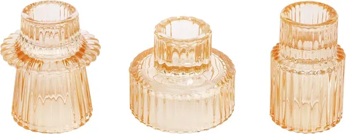 Vista 25 de Vixdonos Portavelas de cristal cónico para centros de mesa, decoración de boda y cena (3 piezas, ámbar)