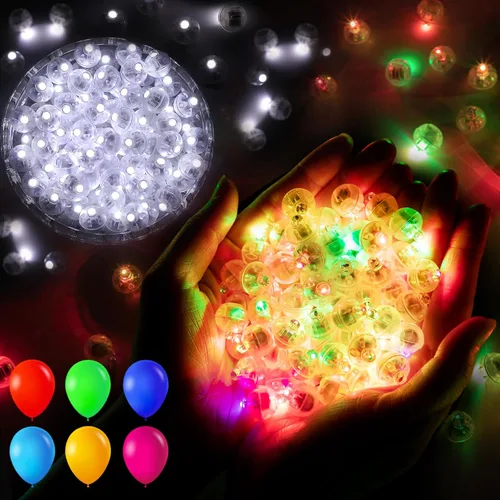 Vista 7 de 50 luces de globo, mini luces LED, redondas, largas esperas, lámpara de bola para linterna de papel, fiesta de cumpleaños, Navidad, Halloween Azul