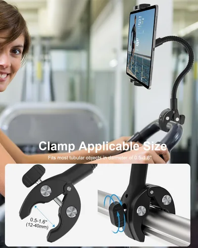 Vista 5 de Soporte para tablet de cuello de cisne para silla de ruedas, cochecito, carrito de golf, barco, soporte de micrófono, bicicleta de ciclismo