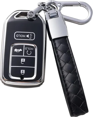 Funda para llavero Honda con cordón de cuero, funda protectora para llave de automóvil Honda Accord Civic CRV Pilot Odyssey llave de control remoto