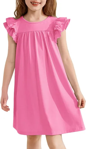 Vista 14 de Arshiner Camisones para niñas, lindos volantes, manga corta, pijamas de princesa, camisón para dormir
