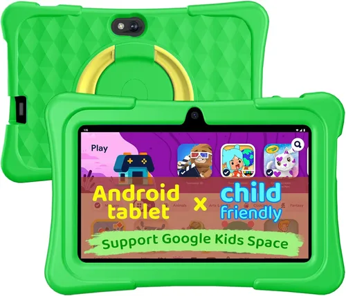 aiprotablet Tableta para niños, tableta Android 15 de 7 pulgadas para niños, 8 GB+32 GB 1 TB expandir, tabletas de cuatro núcleos para niños Verde
