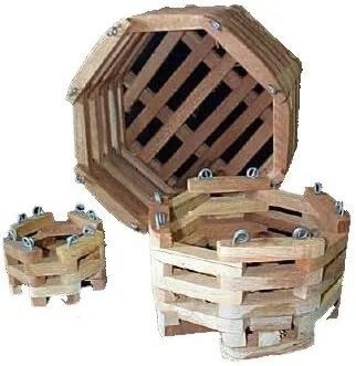 Vista 2 de Cesta de orquídea Vanda con listones de madera, cedro, octogonal de 8 pulgadas con colgador de 20 pulgadas.