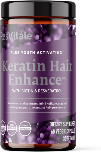 ResVitale - Suplemento de queratina para el cabello, 60 cápsulas
