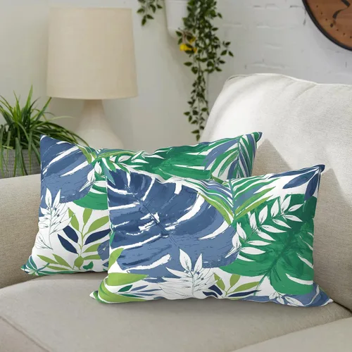 Vista 29 de DYTXIII Paquete de 2 almohadas lumbares impermeables para exteriores con rellenos, 12 x 20 pulgadas, almohada decorativa rectangular para patio