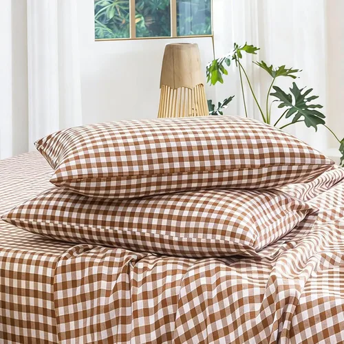 Vista 11 de MooMee Juego de 2 fundas de almohada de cuadros 100% algodón lavado con textura parecida al lino, transpirable, duradera, suave y cómoda