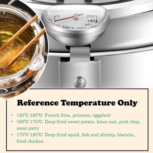 Vista 4 de Freidora Olla japonesa olla japonesa Mini sartén de acero inoxidable Olla de freír temperatura controlada para el hogar Tempura Sartén Termómetro