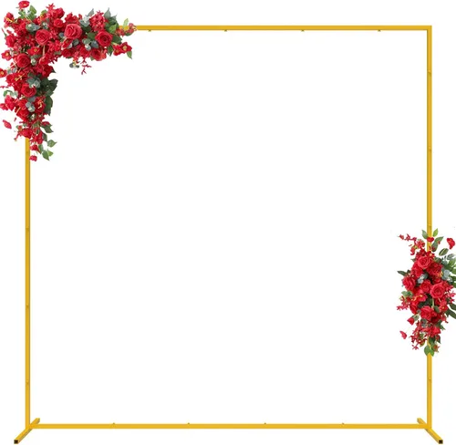 Vista 9 de Fomcet Square Backdrop Stand Metal Gold 6.6FT x 4FT Wedding Arch Stand Dorado