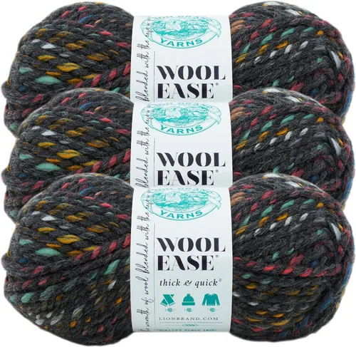 Vista 89 de Lion Brand Yarn - Ovillo de lana Wool-Ease Thick & Quick color fuerza aérea Super Bulky Wool Acrylic Blend Fiber for Soft Hats, Sweaters, Chunky