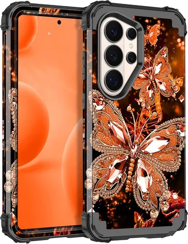 Vista 98 de Miqala Funda para Galaxy S21 FE 5G, brilla en la oscuridad, tres capas, resistente, protección a prueba de golpes, parachoques de plástico Azul