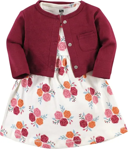 Vista 19 de Hudson Baby - Conjunto de vestido y cárdigan unisex de algodón para los meses de huevos de Pascua Panadería Dulce