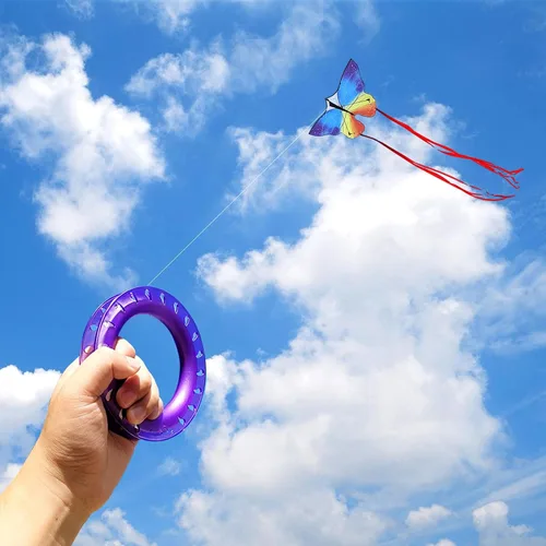 Vista 6 de Juego de cometas de aro para niños: carrete, mango y línea de 300 pies para cada bobinador de carrete de cometa 5.1in Kite Reel Winder for kids