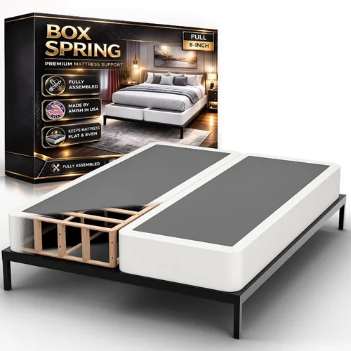 Vista 20 de Nutan, Somier de madera resistente de 2 pulgadas para soporte de colchón, duradero y totalmente montado, base de madera natural para cama Base de 2