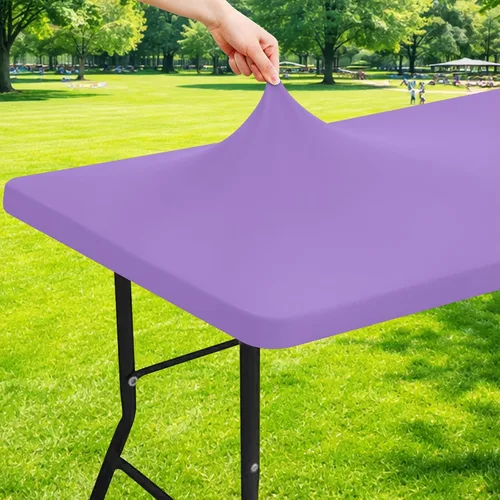 Vista 26 de Moosfor - Mantel elástico de elastano para mesa rectangular de 4 pies, manteles ajustables para picnic, funda estirable y lavable para mesa de patio