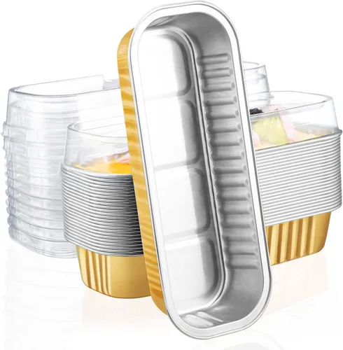 Vista 31 de EUSOAR Forros para magdalenas con tapas, 30 unidades de ramekins de papel de aluminio de 6.8 oz, mini moldes para pan de aluminio desechables 3