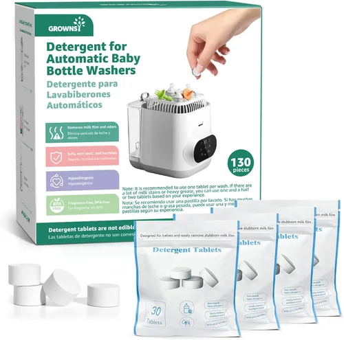 GROWNSY - Tabletas de detergente oficial para lavado de botellas, 130 unidades