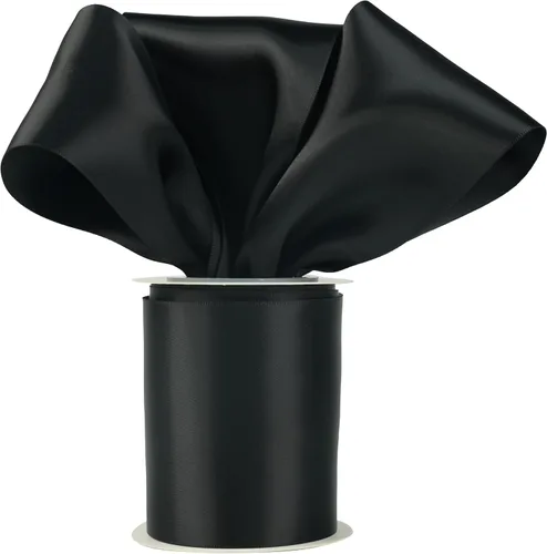 Cinta de raso negra de doble cara, 3 pulgadas x 10 yardas Negro