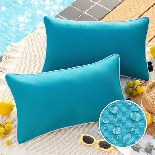 Vista 50 de Phantoscope - Juego de 2 fundas de almohada y cojín cuadradas decorativas, impermeables, para intemperie, sofás, carpas, 18 x 18 pulgadas Negro