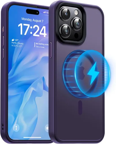 Vista 11 de Meifigno Magic Mag Series - Funda diseñada para iPhone 15 Pro, protección de grado militar y compatible con MagSafe, parte trasera mate translúcida
