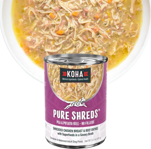 Vista 9 de KOHA Pure Shreds - Entrada de carne para perros, latas de 12.5 onzas (paquete de 12) Pack of 12, high protein shredded dog food, grain-free, dog