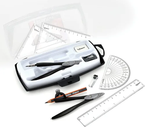 Vista 6 de Maped Study - Conjunto de geometría - Metal - 10 piezas Advanced Student Kit - Precision Drafting Tools - Durable and Ergonomic Design - Enhances
