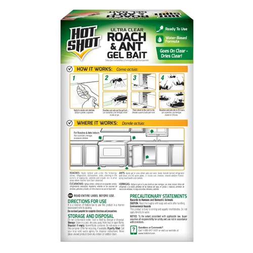 Vista 12 de Hot Shot Ultra Clear Roach & Ant Gel Bait 2.5 Ounces, Water-Based Gel Bait Mata cucarachas, sus huevos y hormigas, comienza a trabajar en minutos