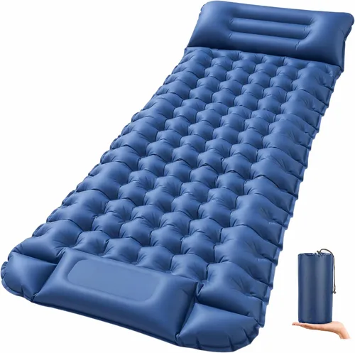 Vista 10 de Overmont Almohadilla de dormir ultraligera para acampar con almohada y Colchoneta inflable de 4.7 pulgadas de grosor, 1.98 libras, compacta