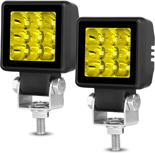 Cápsulas LED Ámbar, 2PCS 54W Luces Pod Spot de 2 Pulgadas, Luces Antiniebla Amarillas LED Todoterreno, Cubos de Luces de Trabajo para Conducción