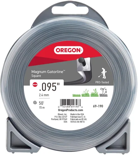 Oregon 69-190 Magnum Gatorline - Línea de recortadora cuadrada de 0.095 pulgadas por 15 metros | Cuerda cuadrada profesional para recortadora de