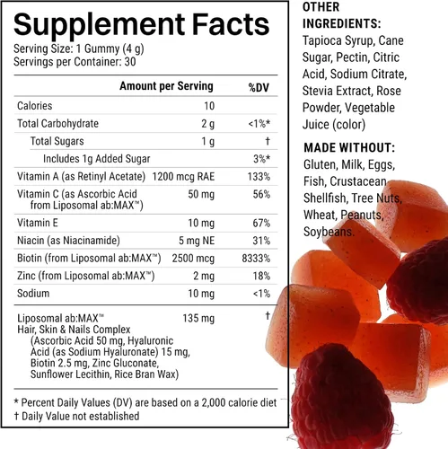 Vista 3 de Haroutine - Vitaminas para la piel y las uñas, gomitas de biotina para el crecimiento del cabello