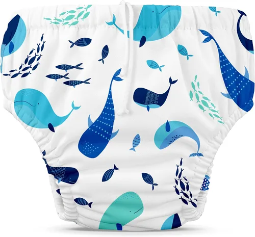 Charlie Banana Pañal de natación reutilizable, lavable, pañal con cordón ajustable para bebés y niñas, reutilizable, lavable, ajuste impermeable