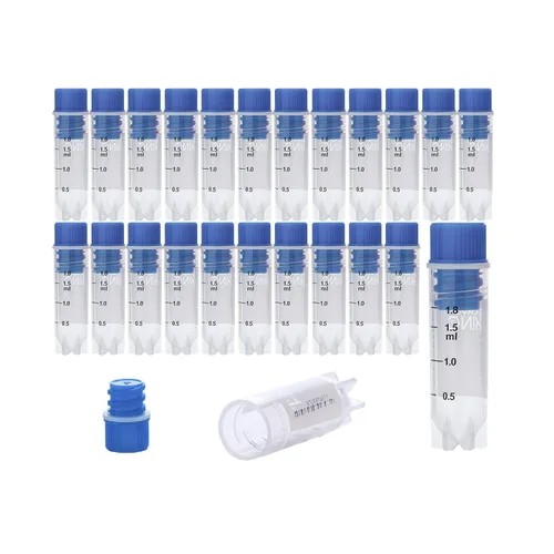 Cryoviales de 0.1 fl oz, codificados por los lados, rosca interna, azul, 25 unidades | Sterilisation, Autoclavable, DNase & RNase free, Graduated