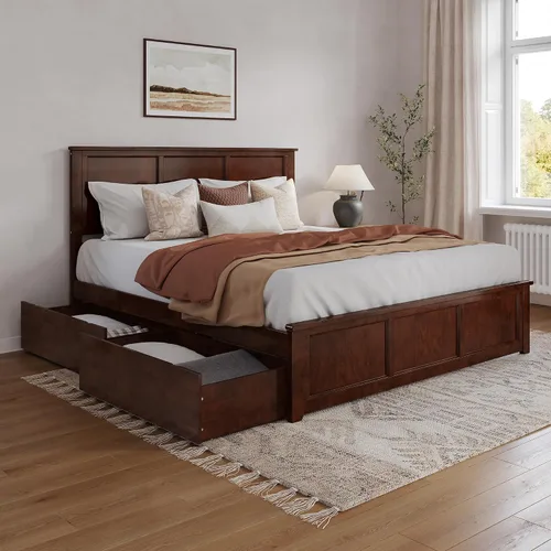 Vista 17 de Atlantic Furniture AR8626111 Madison - Cama de plataforma con pie a juego y 2 cajones de cama urbana, tamaño individual, color espresso