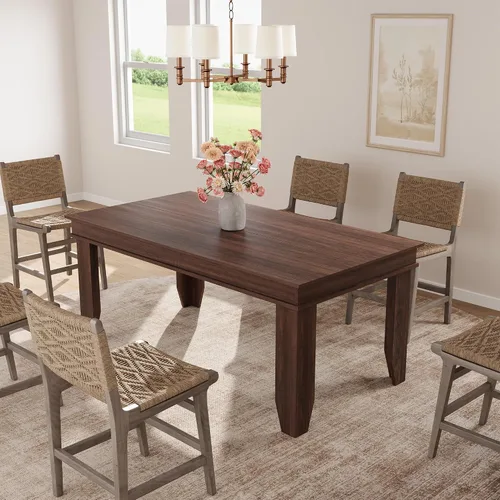 Vista 5 de GarveeHome Farmhouse - Mesa de comedor para 4-6 personas, mesas de cocina de 63 pulgadas de largo