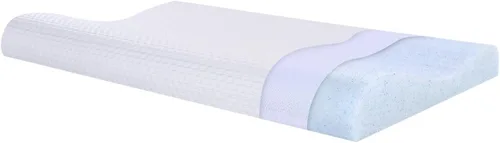SUQ I OME Slim Sleeper-Gel - Almohada delgada de espuma viscoelástica para dormir, contorno delgado y de bajo perfil cervical, para dolor de cuello