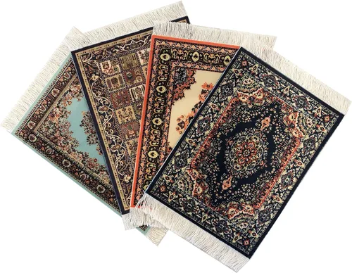 Juego de 4 alfombras de área para casa de muñecas, accesorios de alfombra en miniatura para casas de muñecas, decoración rectangular de suelo de 6 x