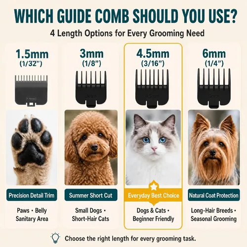 Vista 4 de Dog & Cat Clippers for Grooming, Cordless Low Noise Pet Trimmer Blue