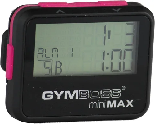 Gymboss Temporizador de intervalo miniMAX y cronómetro - Negro/Rosa