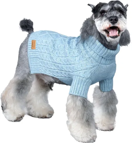 Vista 13 de KYEESE Suéteres para perros pequeños, suéter para mascotas con bloques de color macho, suéter para mascotas con hilo mullido, suéter de punto